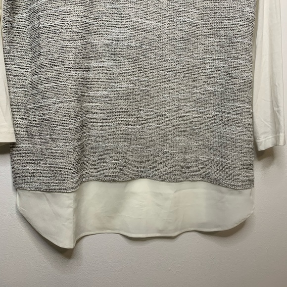Van Heusen 3/4 Sleeves White and Grey Top Medium - Picture 3 of 8